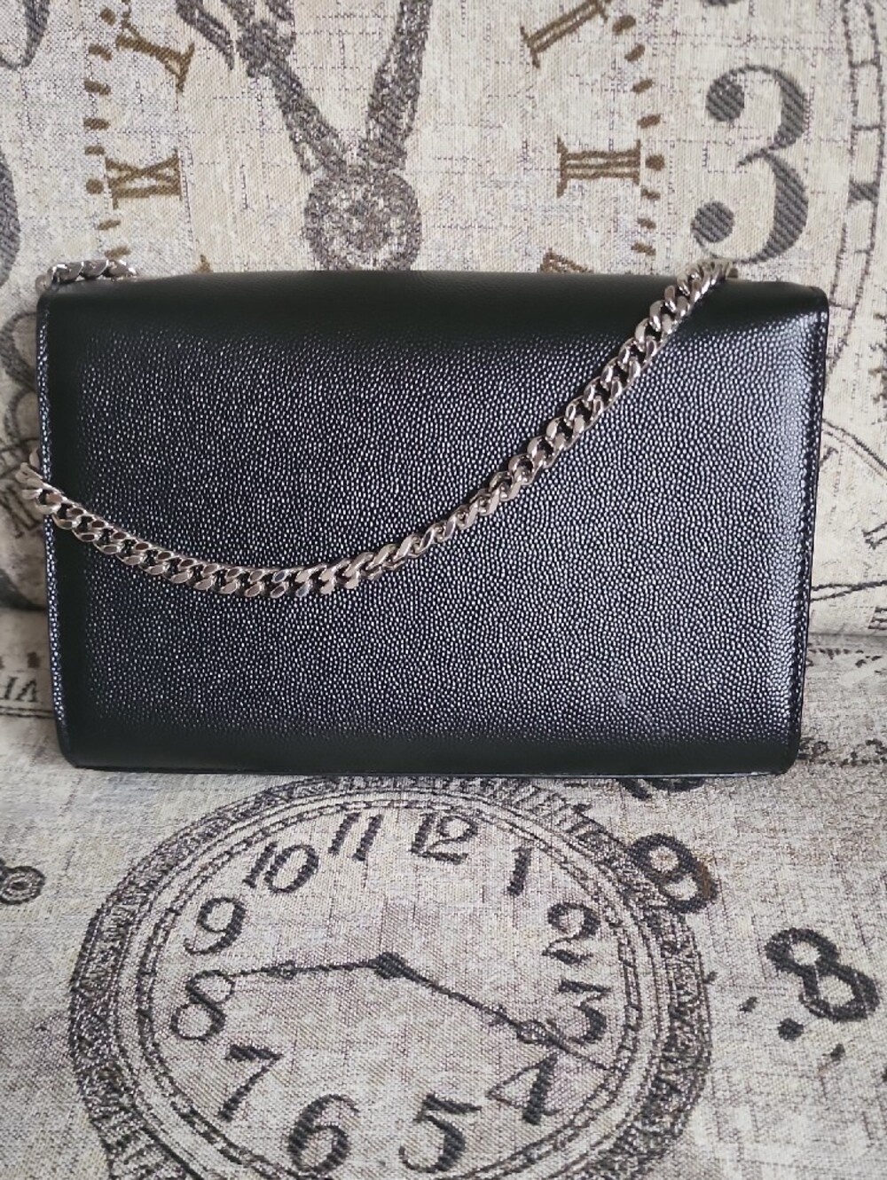 Saint Laurent Kate Medium Black Textured Leather Silver YSL Logo - Picture 4 of 4